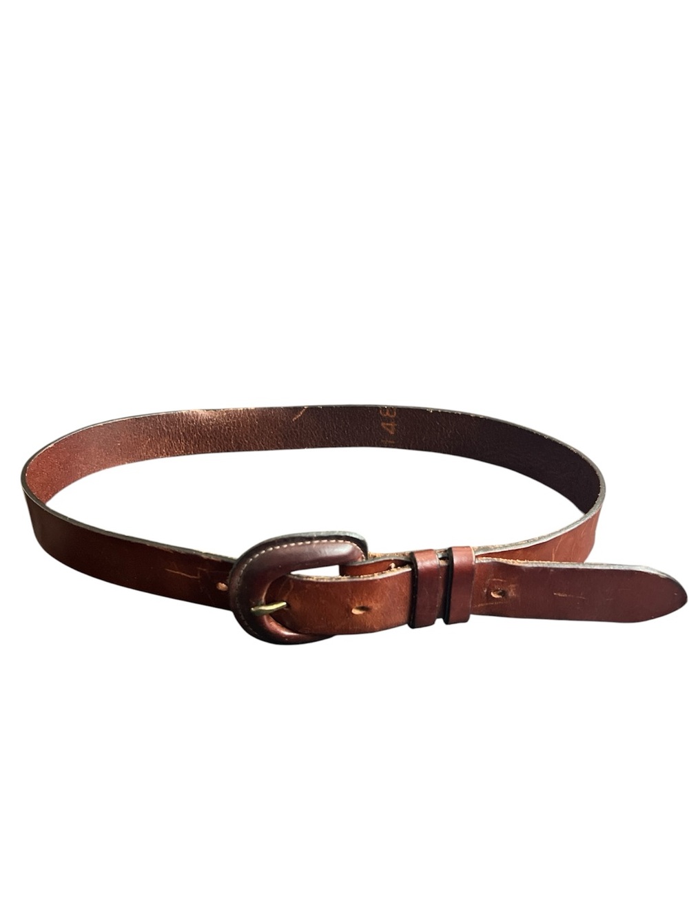 GAP Unisex Tobacco Brown Italian Leather Casual Belt with Rounded Buckle